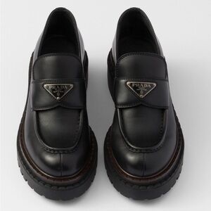 PRADA Women’s Double Chocolate Leather Loafers
